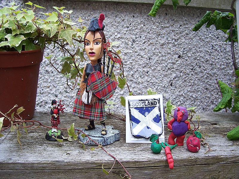 Lara in traditional Scotish outfit